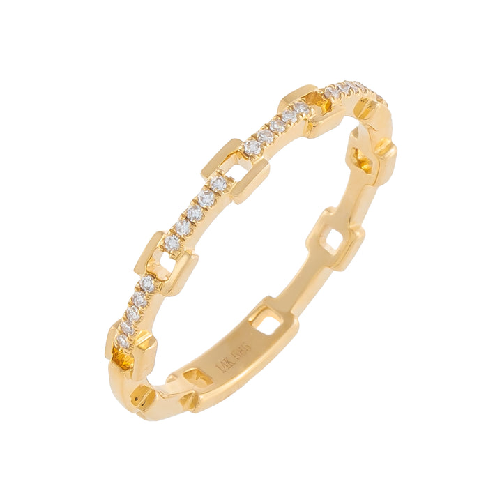 14K Gold / 7 Diamond Thin Chain Link Ring 14K - Adina Eden's Jewels
