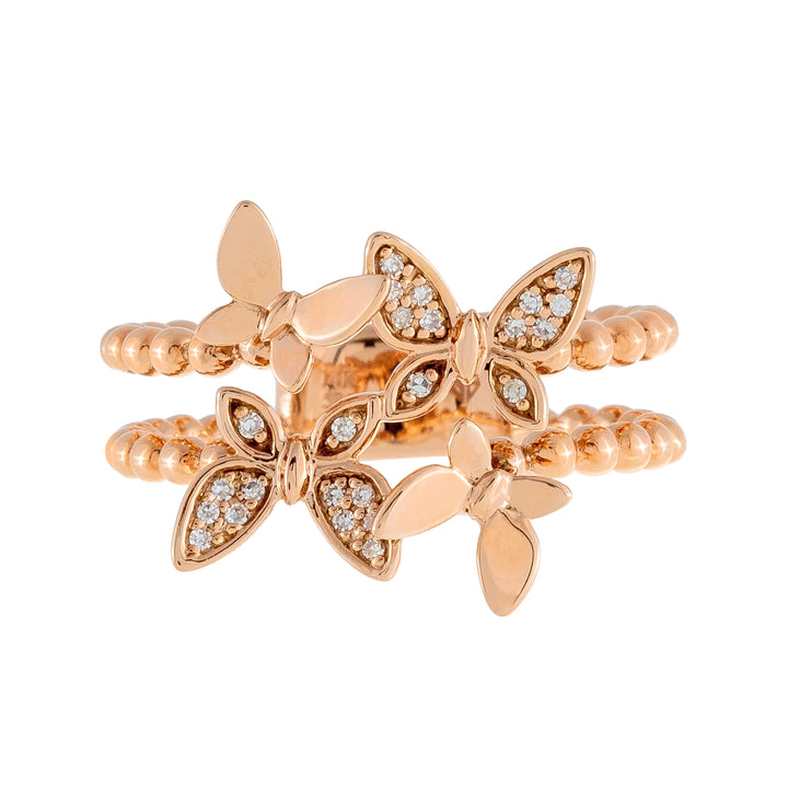  Diamond Butterfly Beaded Ring 14K - Adina Eden's Jewels