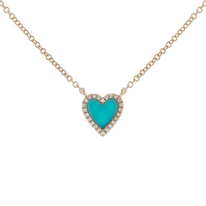 Turquoise Mini Turquoise Heart Necklace 14K - Adina Eden's Jewels