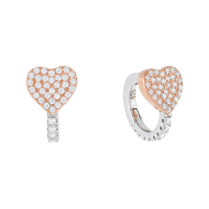 Combo Two-Tone Heart Huggie Earring - Adina Eden's Jewels