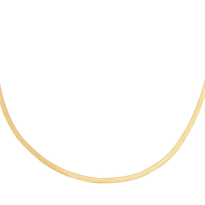 14K Gold / 14" Thin Herringbone Necklace 14K - Adina Eden's Jewels
