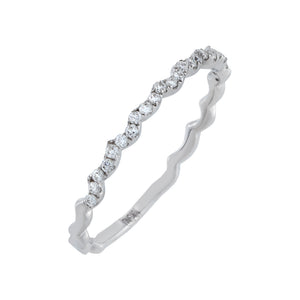 14K White Gold / 7 Diamond Waved Eternity Band 10K - Adina Eden's Jewels