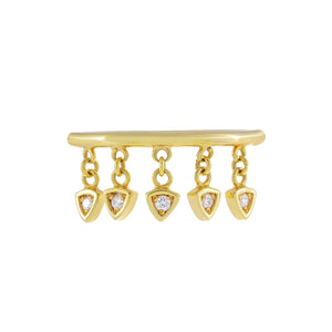 14K Gold / 6 Diamond Dangling Charms Ring 10K - Adina Eden's Jewels