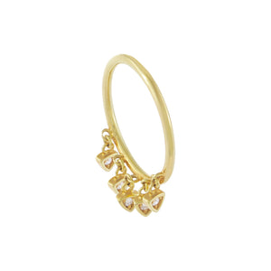  Diamond Dangling Charms Ring 10K - Adina Eden's Jewels
