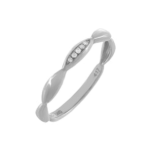 14K White Gold / 7 Diamond Bamboo Ring 10K - Adina Eden's Jewels