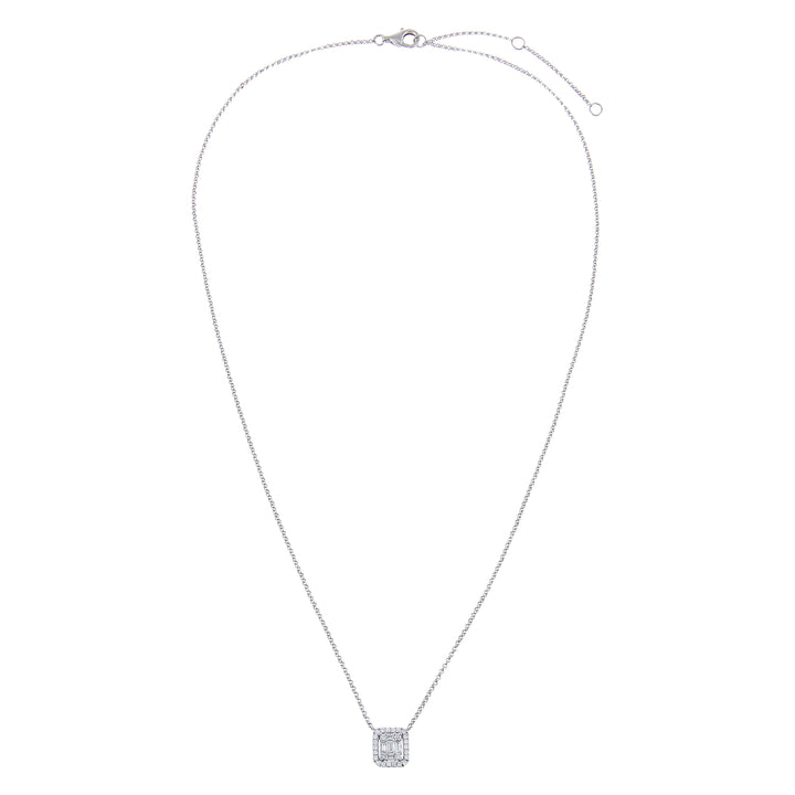  Diamond Illusion Baguette Pendant Necklace 14K - Adina Eden's Jewels