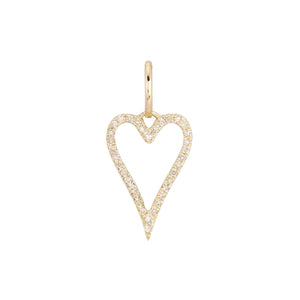 14K Gold Diamond Open Heart Charm 14K - Adina Eden's Jewels