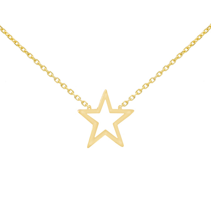 14K Gold Open Star Necklace 14K - Adina Eden's Jewels
