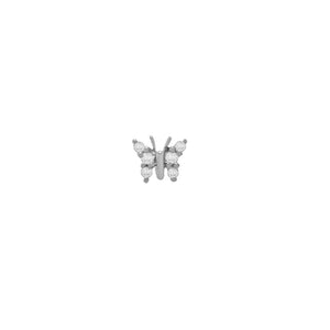14K White Gold / Single Diamond Tiny Butterfly Stud Earring 14K - Adina Eden's Jewels
