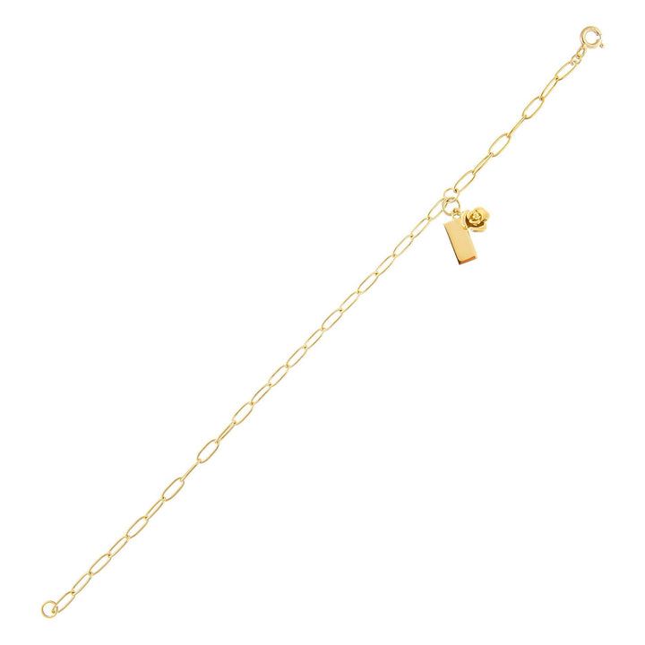 Gold Rose & Dog Tag Link Bracelet - Adina Eden's Jewels