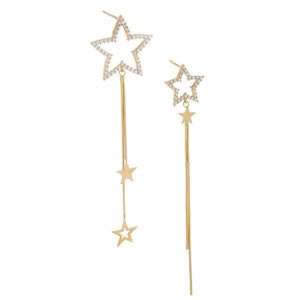 Gold Pavé Star Drop Earring - Adina Eden's Jewels