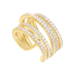 Gold Pavé Multi Row Ear Cuff - Adina Eden's Jewels