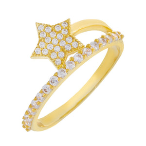 Gold / 7 Pavé Double Wrap Star Ring - Adina Eden's Jewels