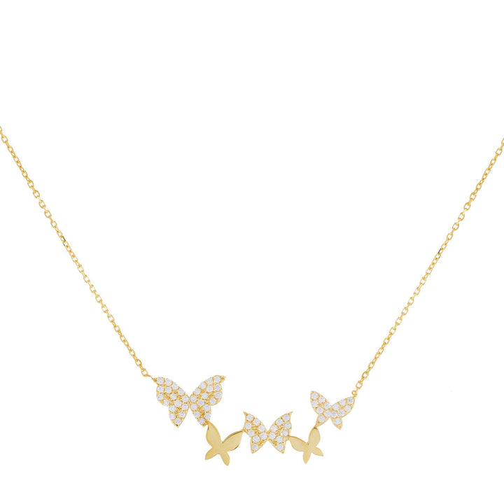 Gold Pavé X Solid Multi Butterfly Necklace - Adina Eden's Jewels