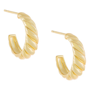 Gold Ridged Hoop Earring - Adina Eden's Jewels