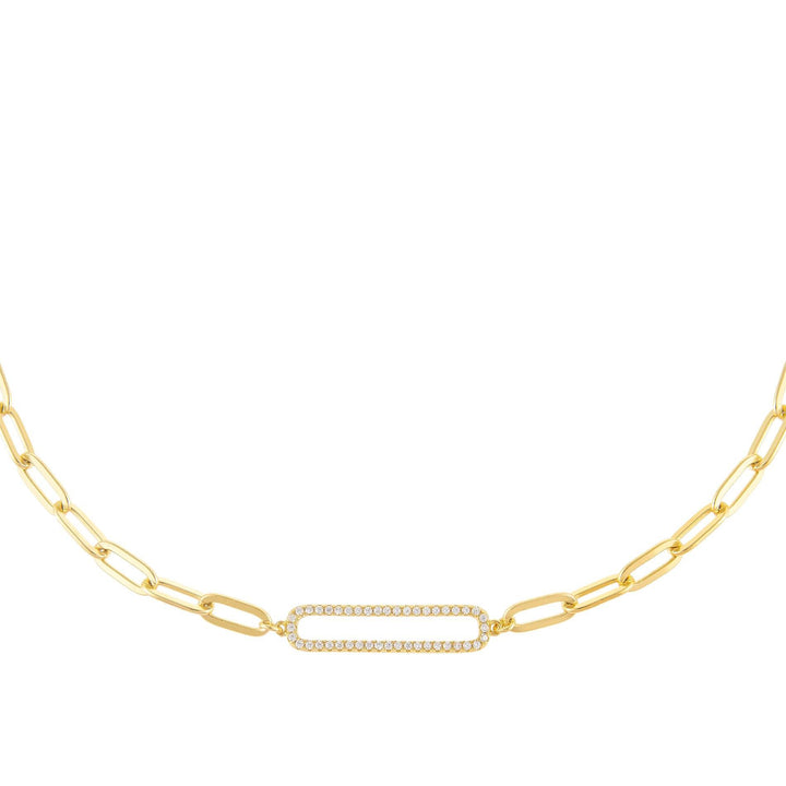 Gold Pavé X Solid Oval Link Choker - Adina Eden's Jewels