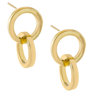Gold Solid Double Circle Huggie Earring - Adina Eden's Jewels