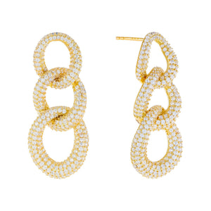 Gold Pavé Chunky Link Drop Stud Earring - Adina Eden's Jewels