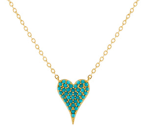 Turquoise Turquoise CZ Heart Necklace - Adina Eden's Jewels