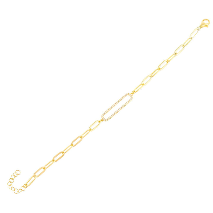 Gold Pavé X Solid Oval Link Bracelet - Adina Eden's Jewels