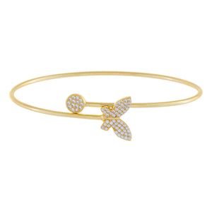 Gold Pavé Butterfly X Circle Bangle - Adina Eden's Jewels
