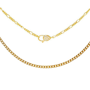 Gold Baby Clasp X Cuban Necklace Combo Set - Adina Eden's Jewels