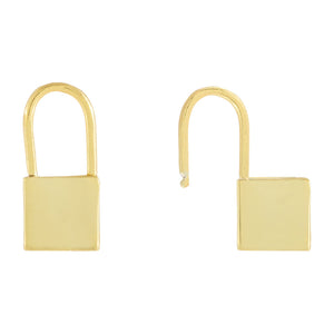 Gold / Plain Engravable Lock Huggie Earring - Adina Eden's Jewels