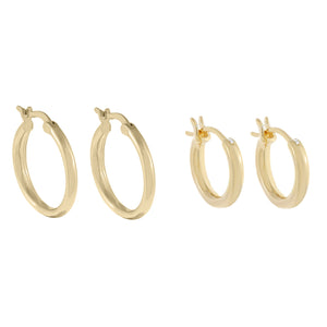 Gold Tube Hoop Earring Combo Set - Adina Eden's Jewels