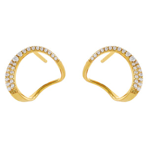 Gold Pavé Open Circle Stud Earring - Adina Eden's Jewels