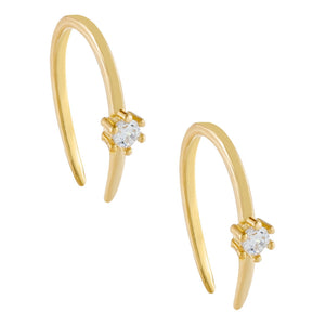 Gold Round CZ Stone Ear Threader Earring - Adina Eden's Jewels