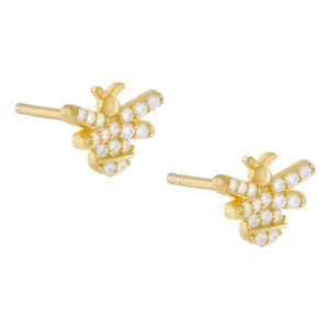 Gold Pavé Bee Stud Earring - Adina Eden's Jewels