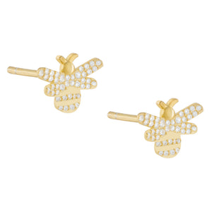 Gold CZ Bee Stud Earring - Adina Eden's Jewels