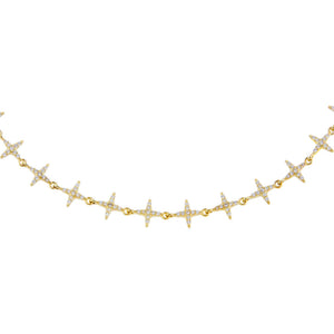 Gold CZ Diamond Shape Choker - Adina Eden's Jewels