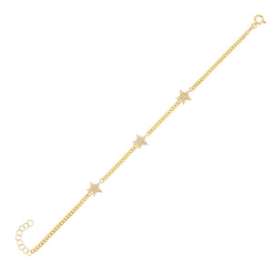 Gold Pavé Star X Cuban Bracelet - Adina Eden's Jewels