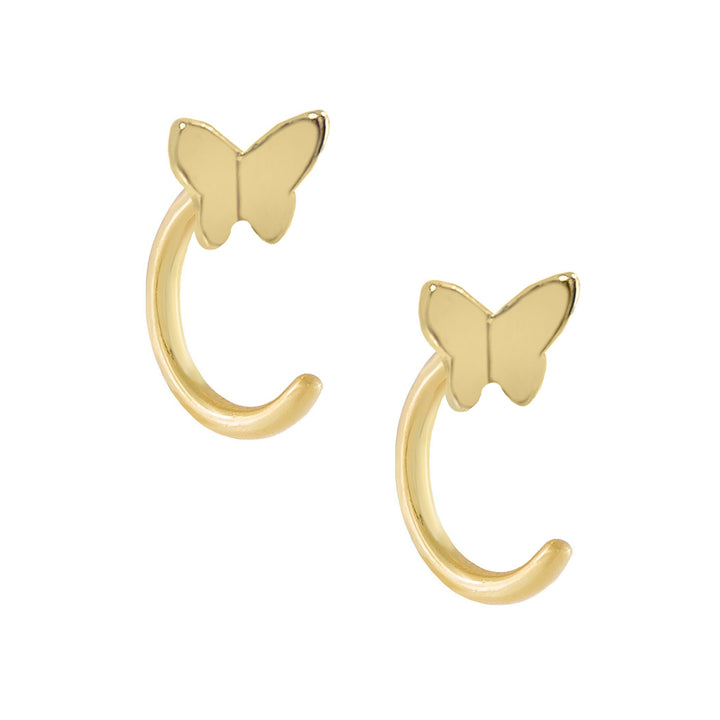 Gold Butterfly Threader Hoop Earring - Adina Eden's Jewels