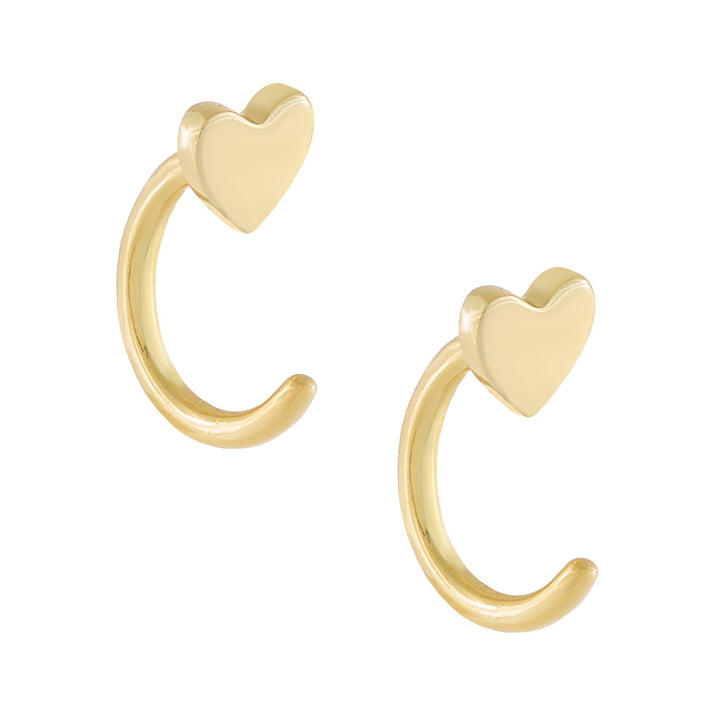 Gold / Pair Heart Ear Threader Hoop Earring - Adina Eden's Jewels
