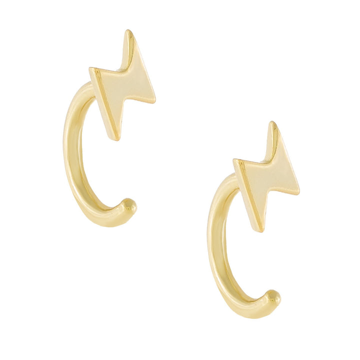 Gold Lightning Ear Threader Hoop Earring - Adina Eden's Jewels