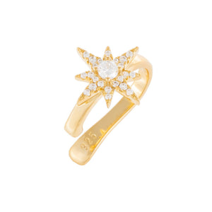 Gold / Single Pavé Starburst Ear Cuff - Adina Eden's Jewels