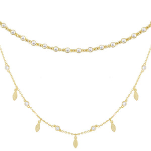 Gold CZ Bezel X Teardrop Choker Combo Set - Adina Eden's Jewels