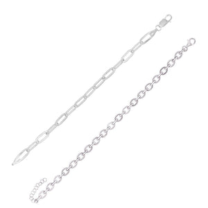 Silver Silver Pavé X Solid Link Bracelet Combo Set - Adina Eden's Jewels