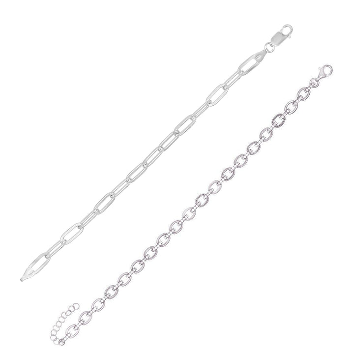 Silver Silver Pavé X Solid Link Bracelet Combo Set - Adina Eden's Jewels