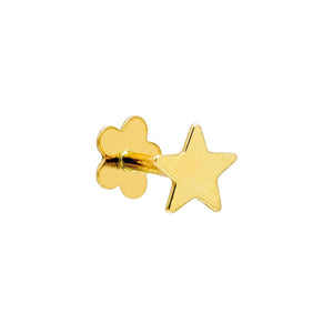 14K Gold / Single Star Threader Stud Earring 14K - Adina Eden's Jewels