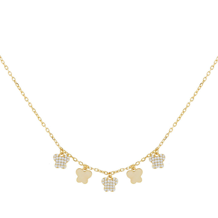 Gold Pavé X Solid Butterflies Necklace - Adina Eden's Jewels