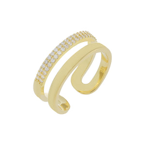 Gold / 7 Pavé/Solid Double Row Ring - Adina Eden's Jewels