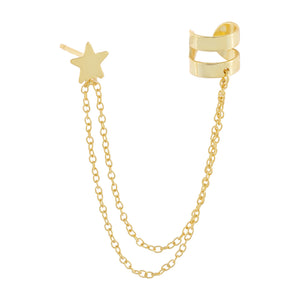 Gold Star Chain Ear Cuff - Adina Eden's Jewels