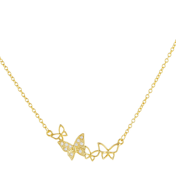 Gold CZ X Open Butterfly Necklace - Adina Eden's Jewels