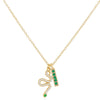 Emerald Green Pavé Snake X Bar Necklace - Adina Eden's Jewels