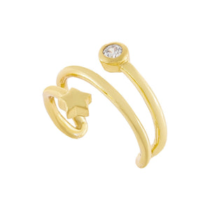 Gold / Single Bezel X Star Ear Cuff - Adina Eden's Jewels