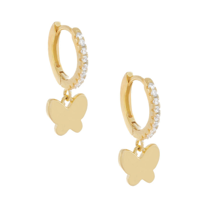 Gold Pavé Butterfly Huggie Earring - Adina Eden's Jewels