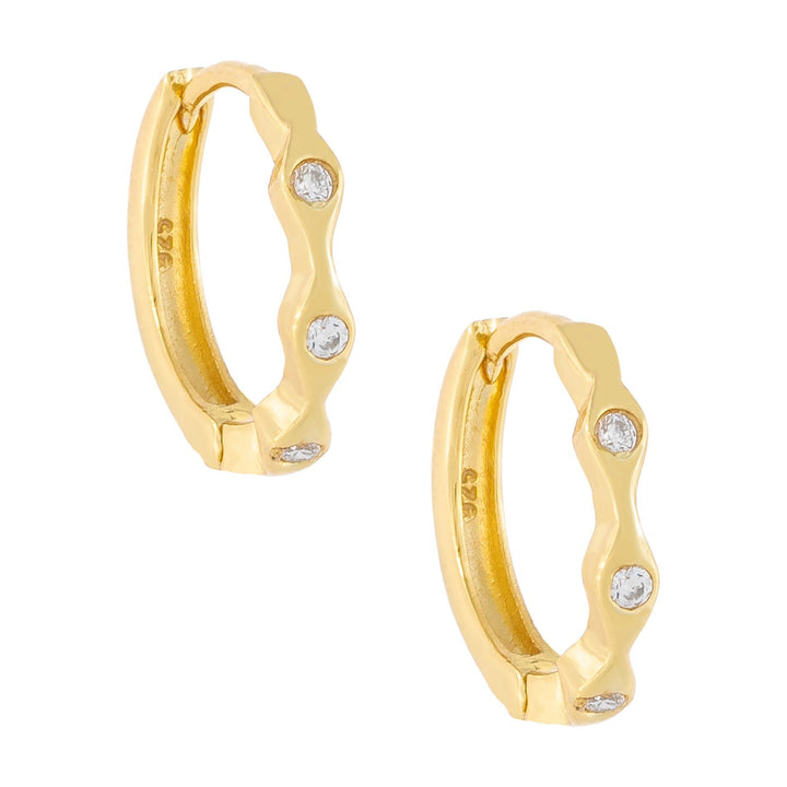 Gold Mini Bezel Huggie Earring - Adina Eden's Jewels